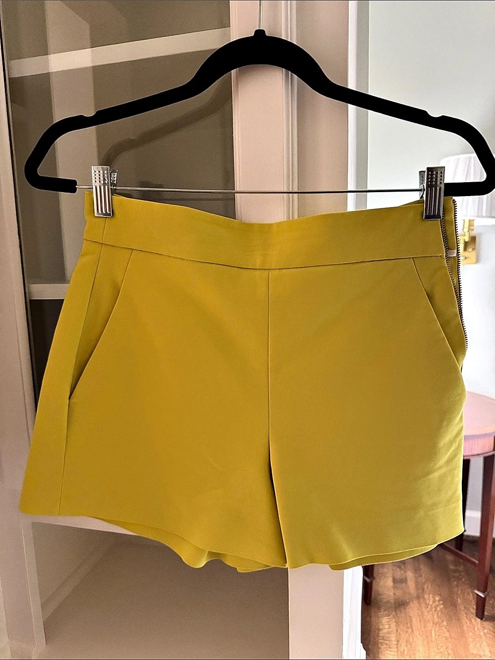 Zara High Waist Shorts in Chartreuse Size Medium Like New
